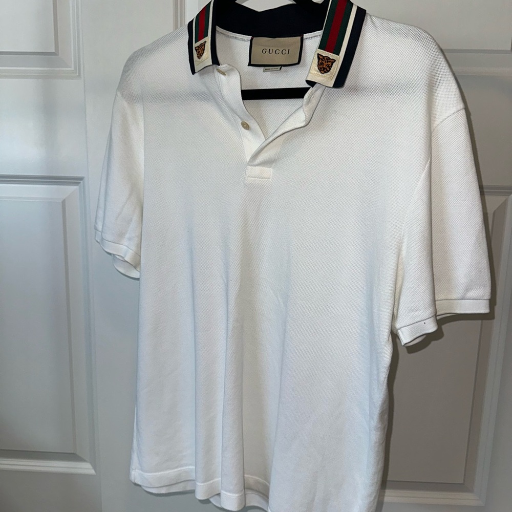 Gucci White Polo with Signature Collar